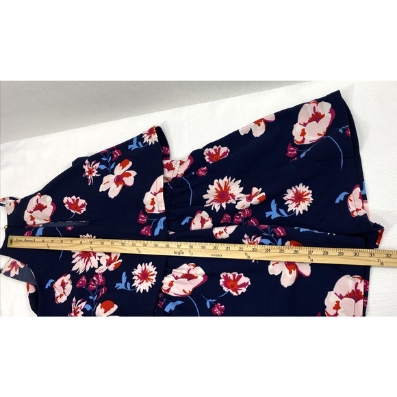 Mudpie Jumpsuit Womens Small Blue Pink Tropical Romper Shorts Pockets Summer - Picture 7 of 10